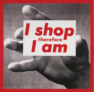 Barbara Kruger, Untitled (I Shop therefore I Am), 1987, photographic silkscreen on vinyl, 111 by 113 inches. Courtesy: Glenstone. Photo: Tim Nighswander © Barbara Kruger