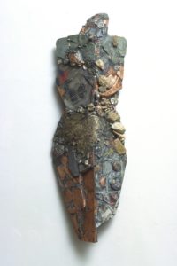 Knight of Winged Words 524, 2005, wood. metal, stone, 46 inches by 14 inches by 14 inches 