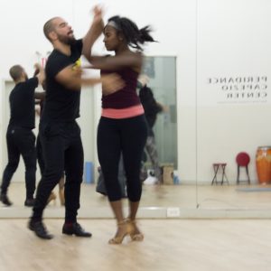 Joseph Rivera, cofounder of Baila Society, and team. Dance rehearsal.