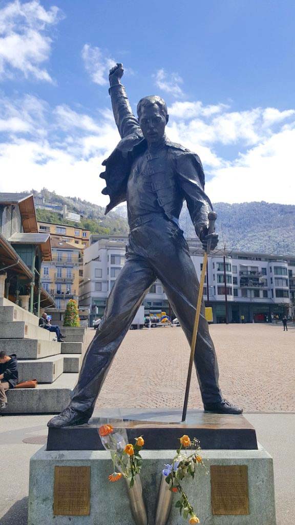 A statue of Freddie Mercury in Montreux, where the Queen frontman often recorded. Photo by Beth Geiger