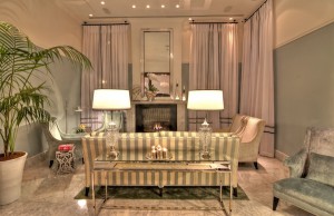 The elegant lobby of the Bay Club